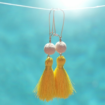 WildChild Lava Bead Yellow Tassel Fragrance Earrings - $22